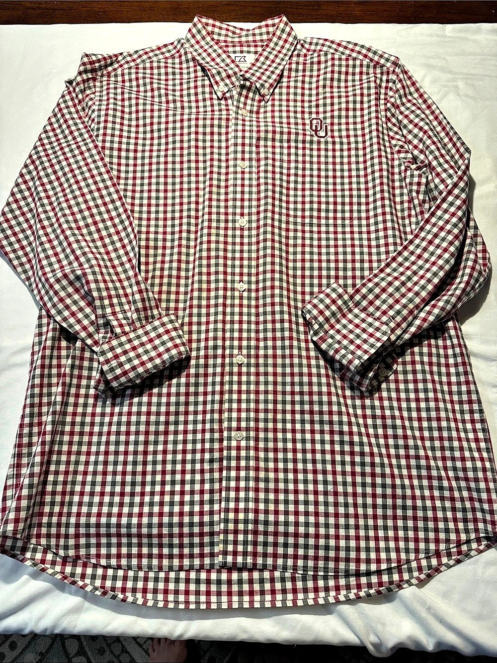 Cutter & Buck OU shirt Plaid Cotton Button Down XL Like New